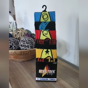 🧦 Star Trek Men’s Casual Crew Socks – Blue, Red & Yellow, NWT (6-Pack)